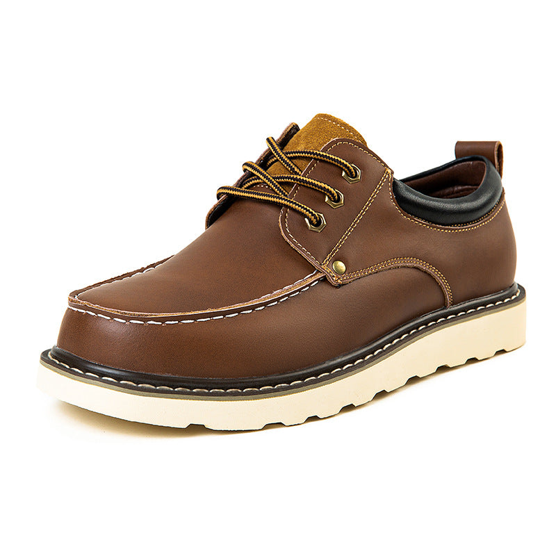 Men's Oversized Korean Fashion Tooling Big Head Genuine England Style Leather Shoes