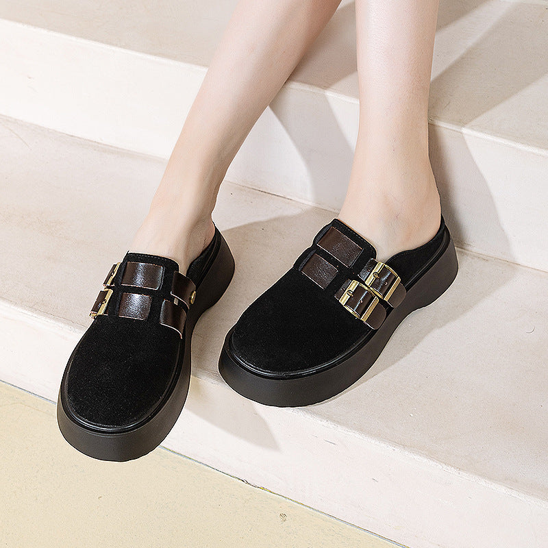Women's Platform Half Closed Toe Without Buckle Slippers