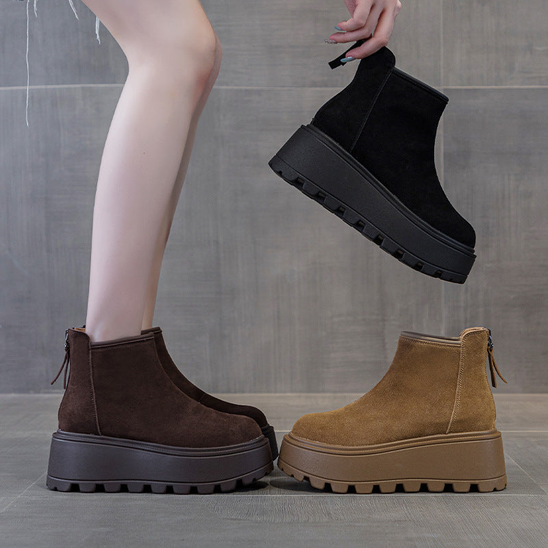 Women's Winter Fleece-lined Platform Height Increasing For Small Slimming Snow Boots