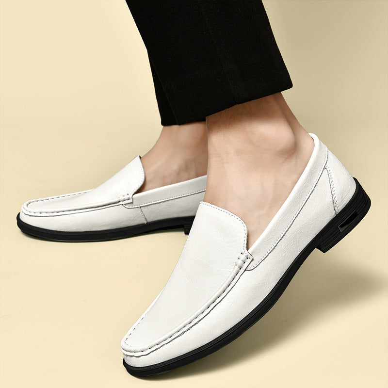 Men's Size Cowhide British White Business Formal Leather Shoes
