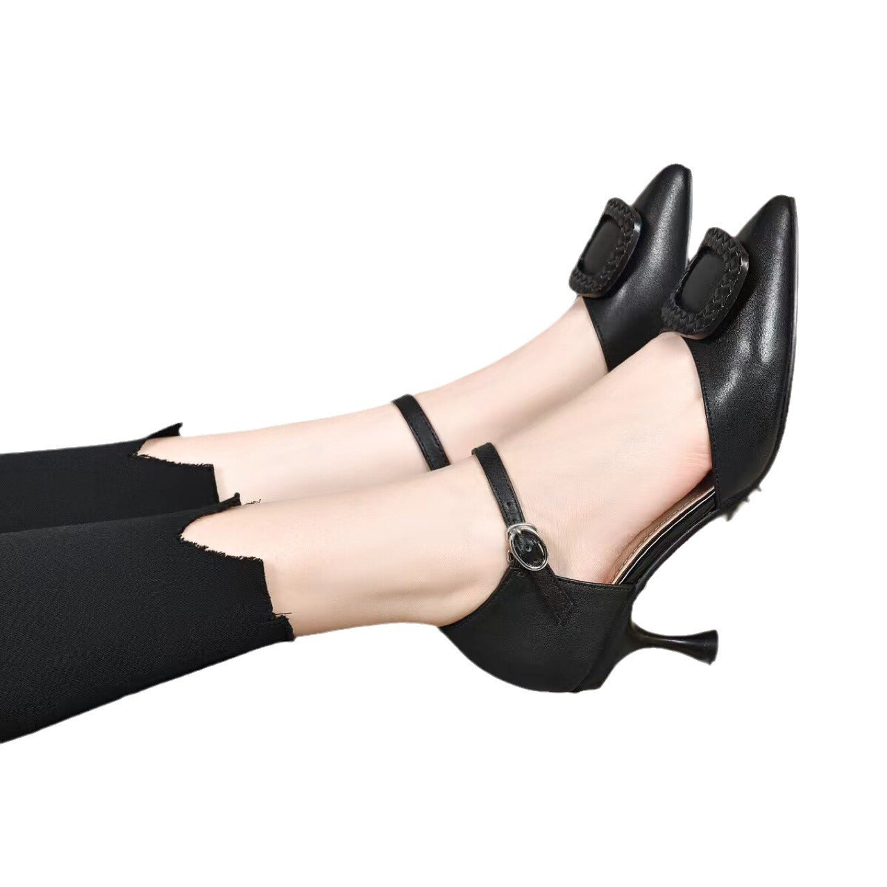 Women's Closed Toe Hollow Summer High Stiletto Pointed Buckle Sandals