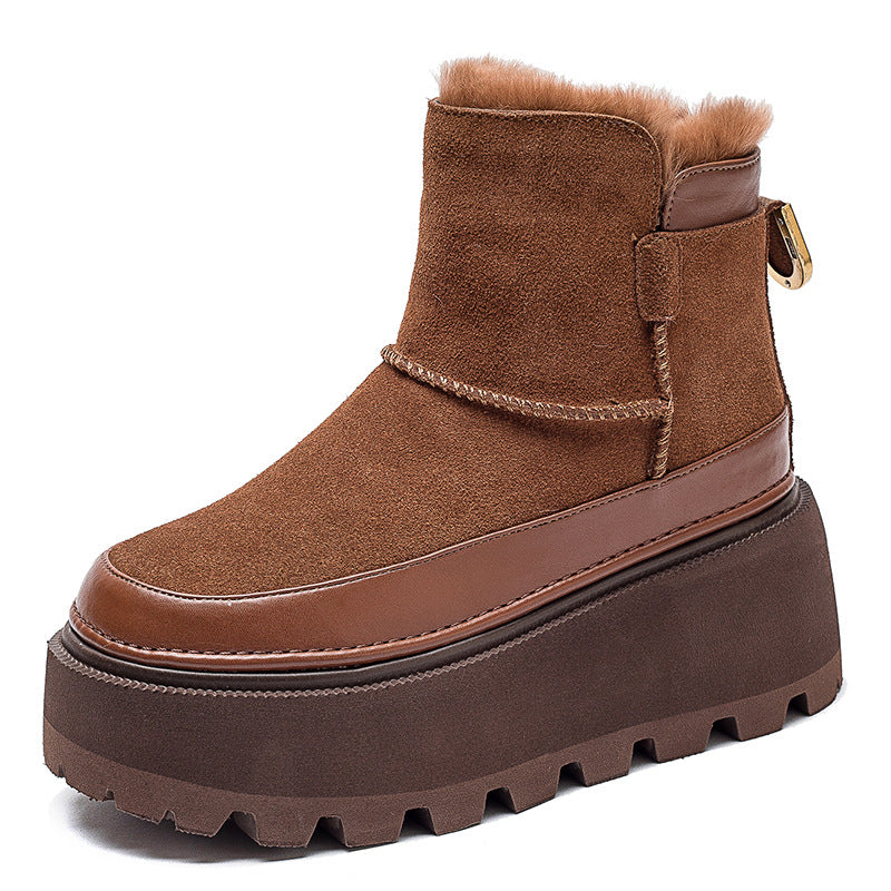 Women's Shu Dong Platform Fleece-lined Warm Side Zipper Snow Boots
