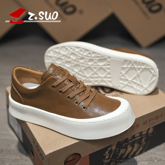Men's Korean Style Simple Thick Fashionable White Casual Shoes