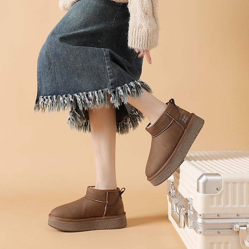 Women's Northeast China Cotton Fleece-lined Warm Winter Platform Snow Boots