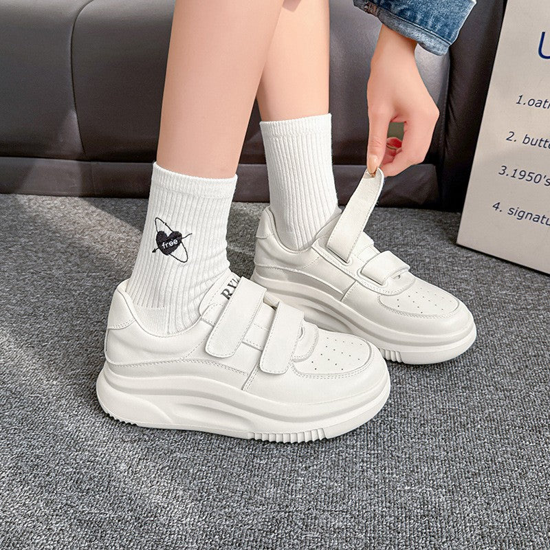 Women's Velcro Platform White Spring First Layer Sneakers