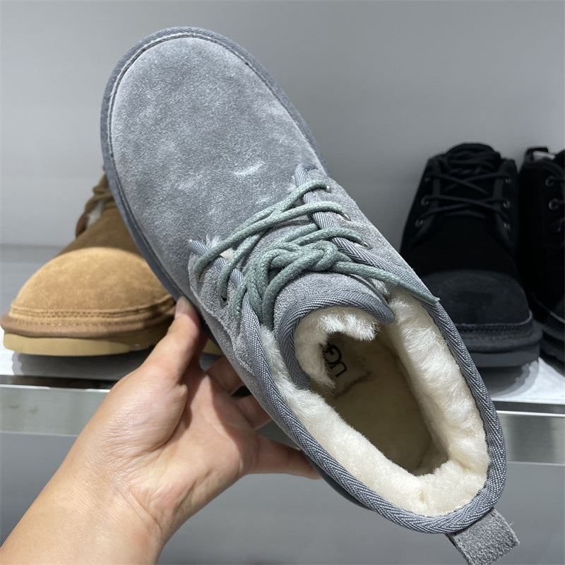 Men's Fur Short Martin Fleece-lined Thickening Thermal Snow Boots