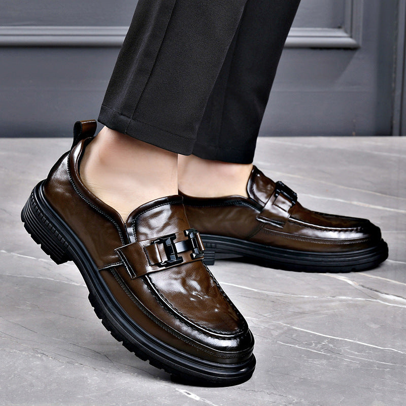 Men's Business Lightweight Platform Slip-on Fashion Pattern Leather Shoes