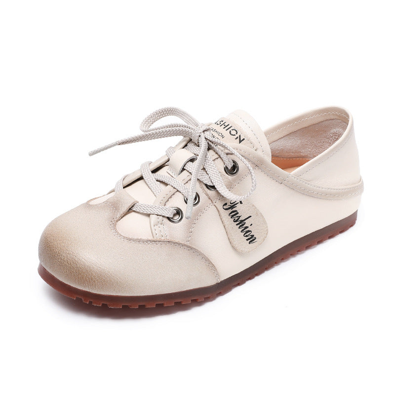 Women's German Training Spring Retro Flat Bottom White Sneakers
