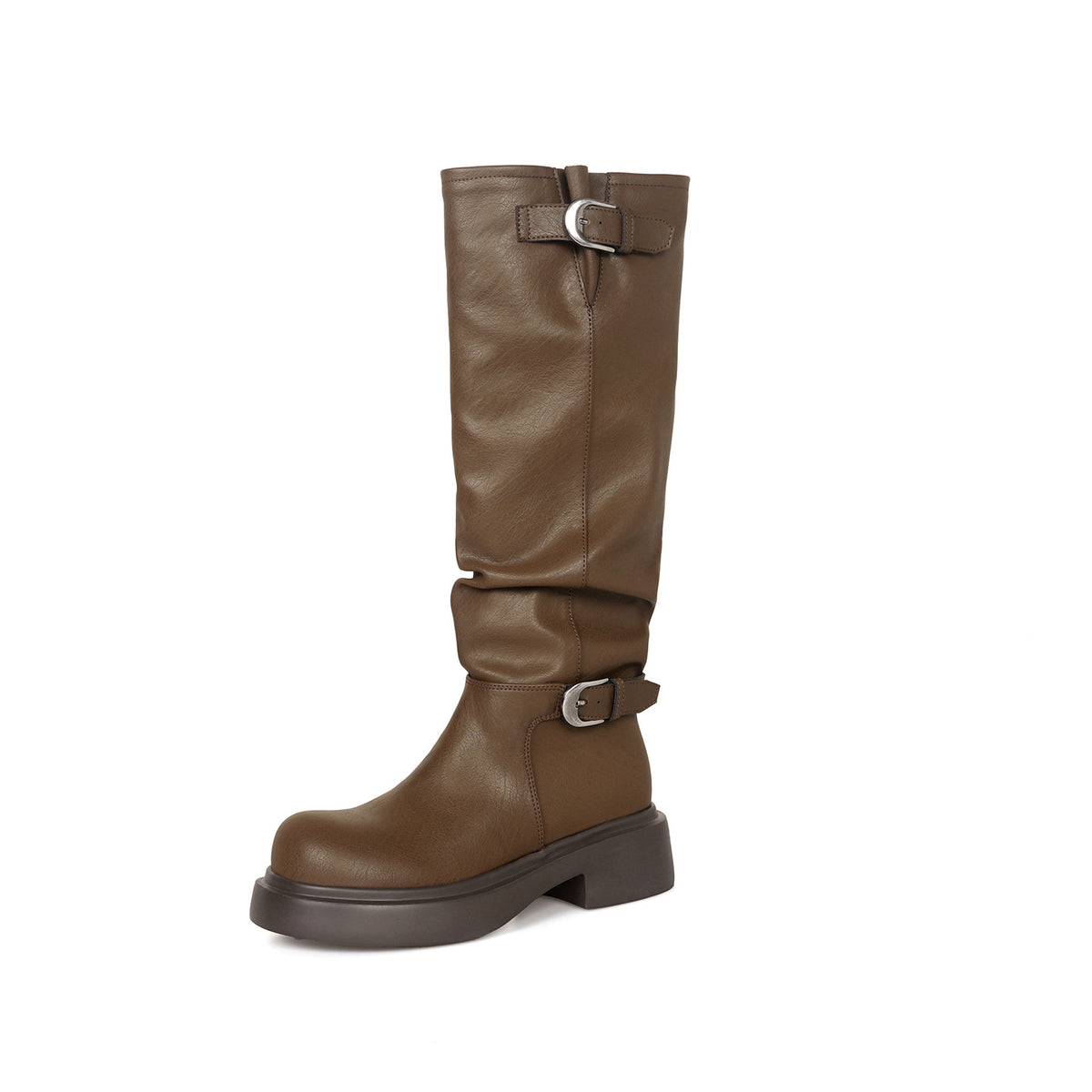 Female Waste Soil Wind Below The Knee Round Head Thick Boots