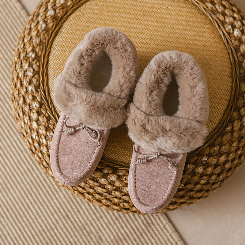 Women's Thermal Cotton Fleece-lined Rabbit Hair Height Snow Boots