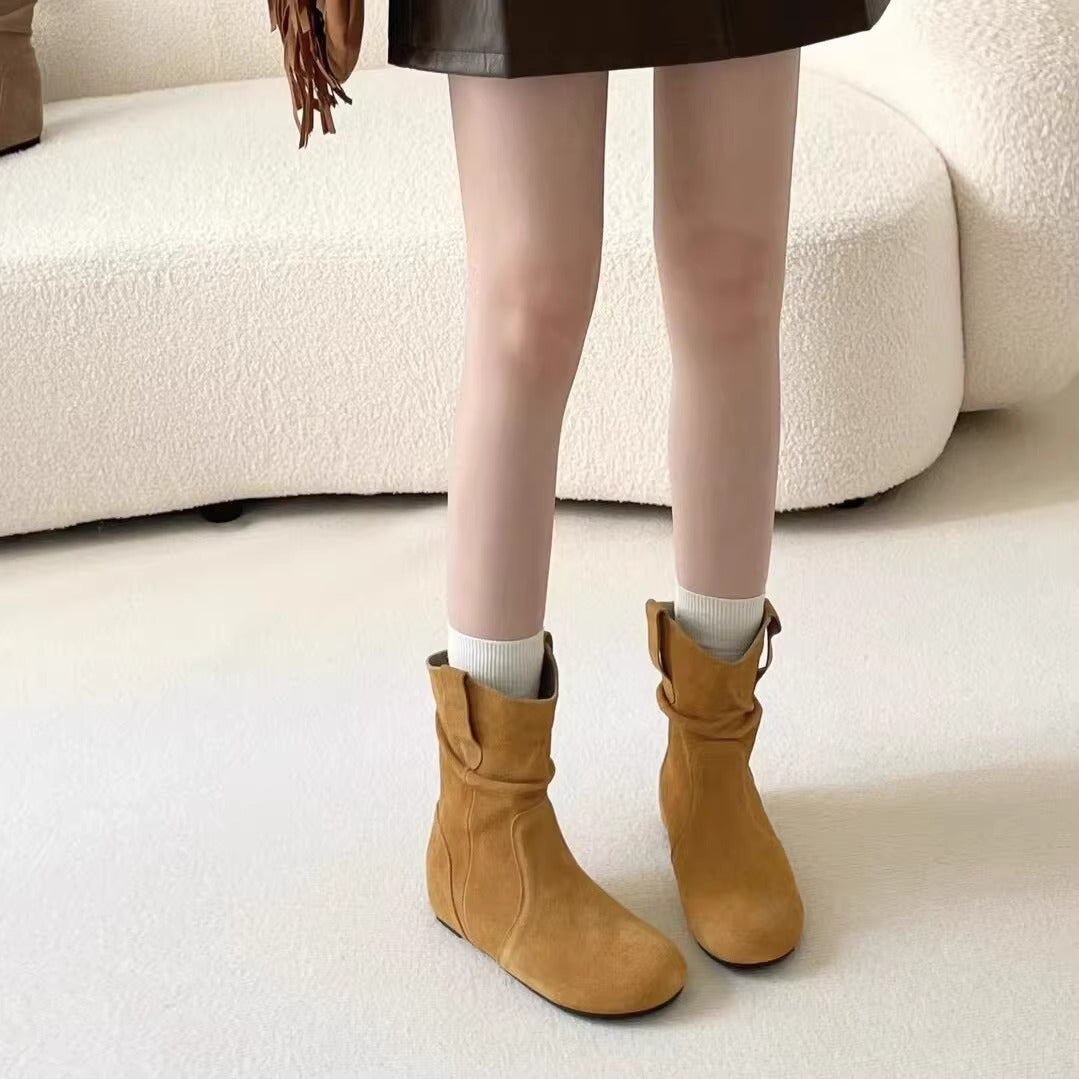 Women's Version Height Increasing Insole Retro Ankle Western Boots