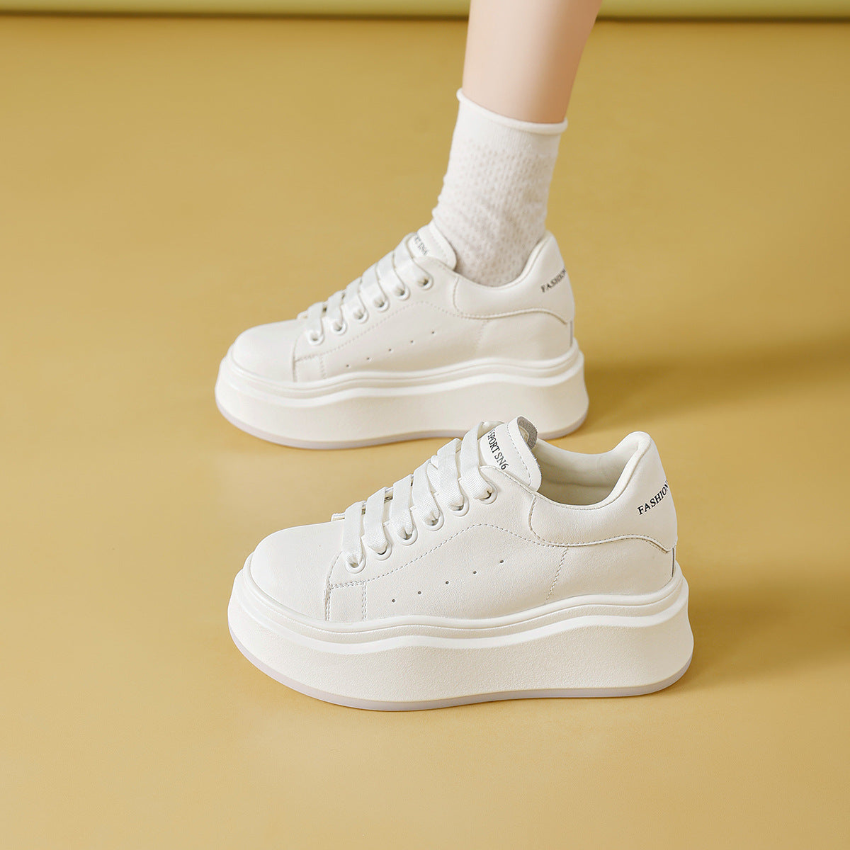 Women's Small Genuine Thick-soled Mcqueen White Spring Casual Shoes