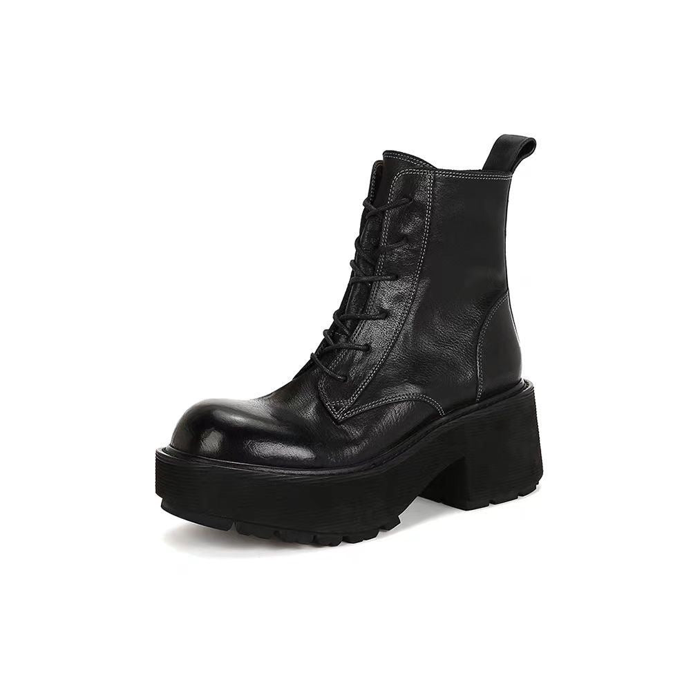 Women's Outdoor Martin For Thick-soled British Style Retro Lace Up Boots