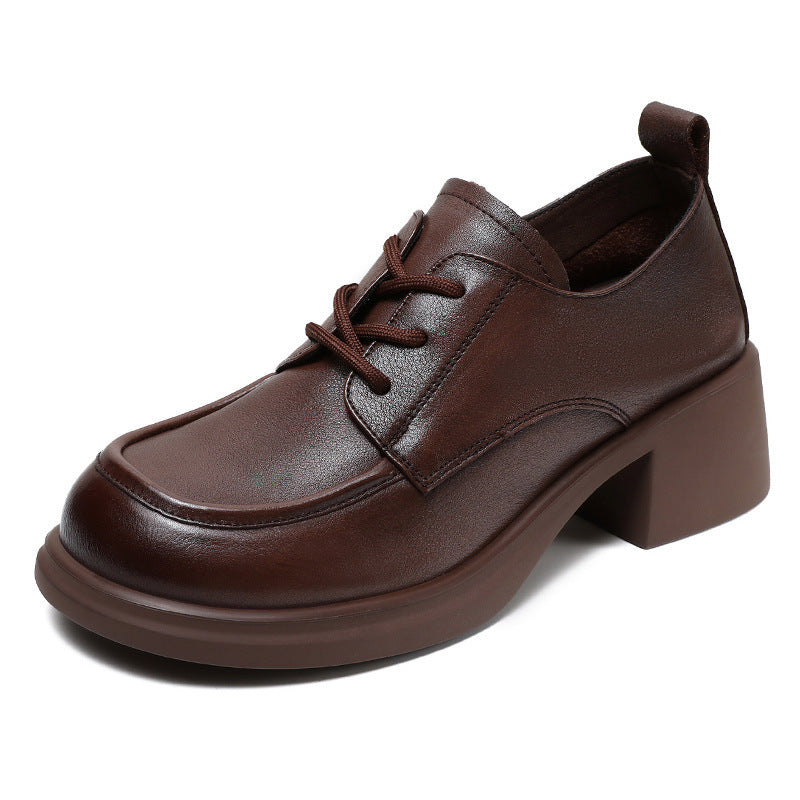 Women's Autumn Genuine Chunky Comfortable Black Commuter Heels