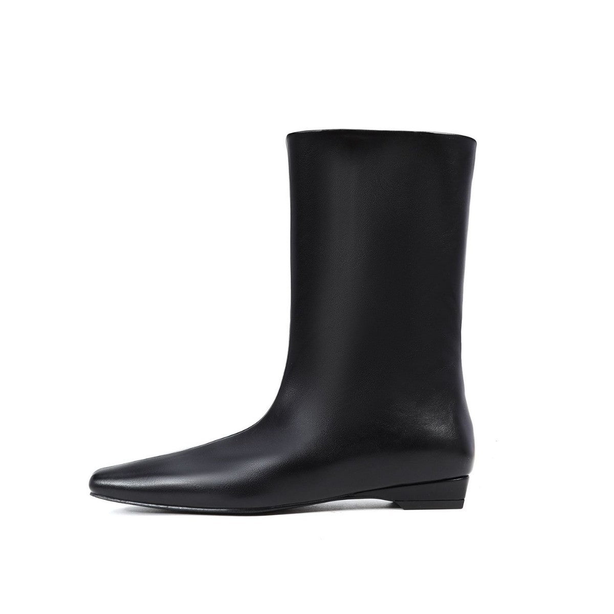 Women's Cowhide Version Korean Simple Square Toe Temperament Low Knight Women's Leather Boots