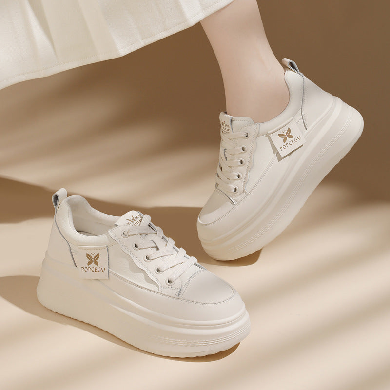 Women's & Men's Height Increasing Insole Thick-soled Platform White Men's Shoes