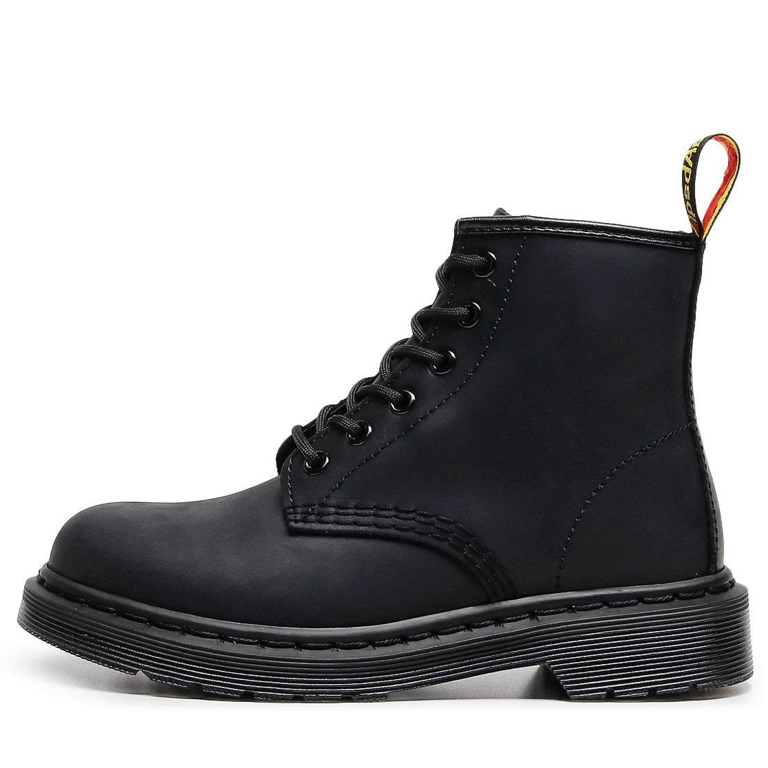 Women's & Men's Crazy Horse Dark Brown Motorcycle Retro British Style Short Round Women's Leather Boots