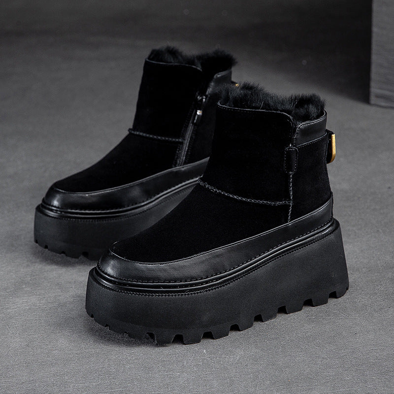 Women's Shu Dong Platform Fleece-lined Warm Side Zipper Snow Boots