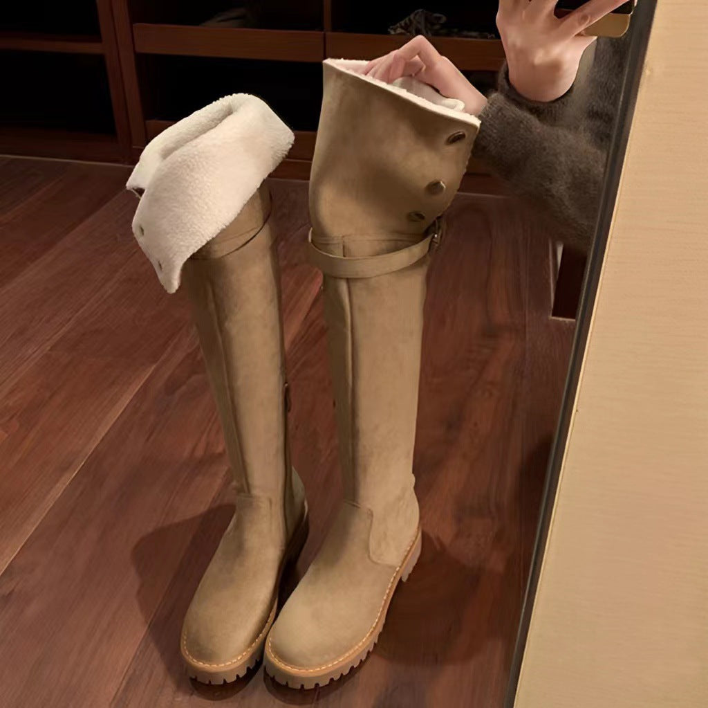 Slimming Veet Padded Knight High Platform Boots