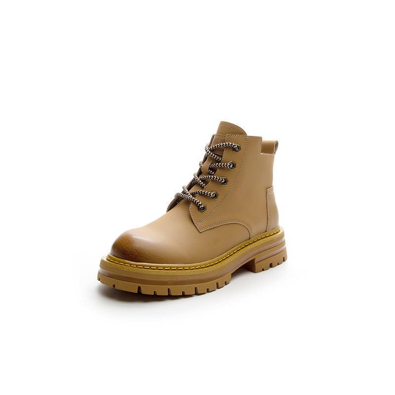 Women's Platform Martin Single Mid Chunky Thin Boots