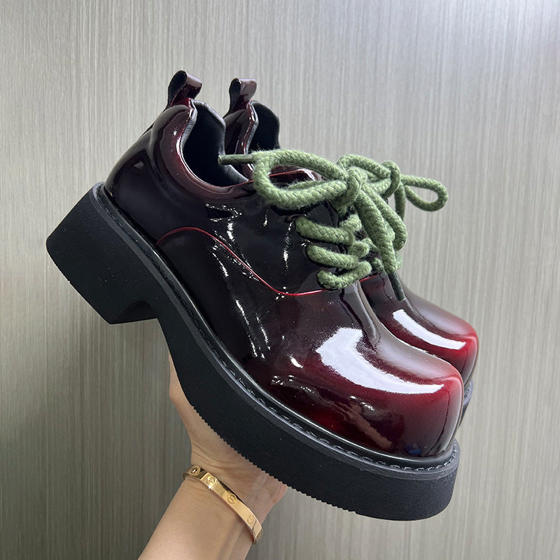 Men's Head Winter Leisure Light People Thick-soled British Style Round Men's Casual Leather Shoes