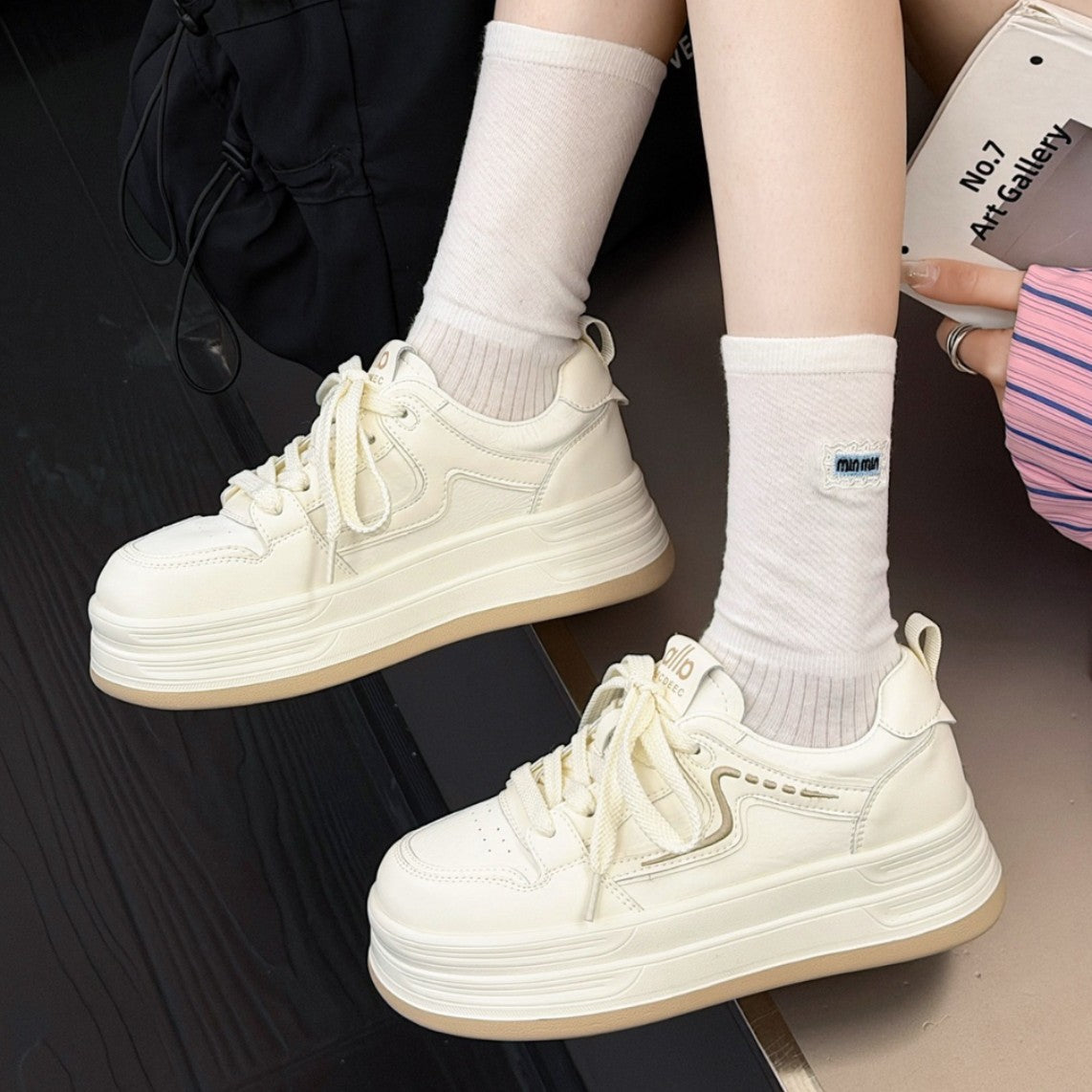 Women's Genuine Elevator Foam Bottom White Spring Men's Shoes