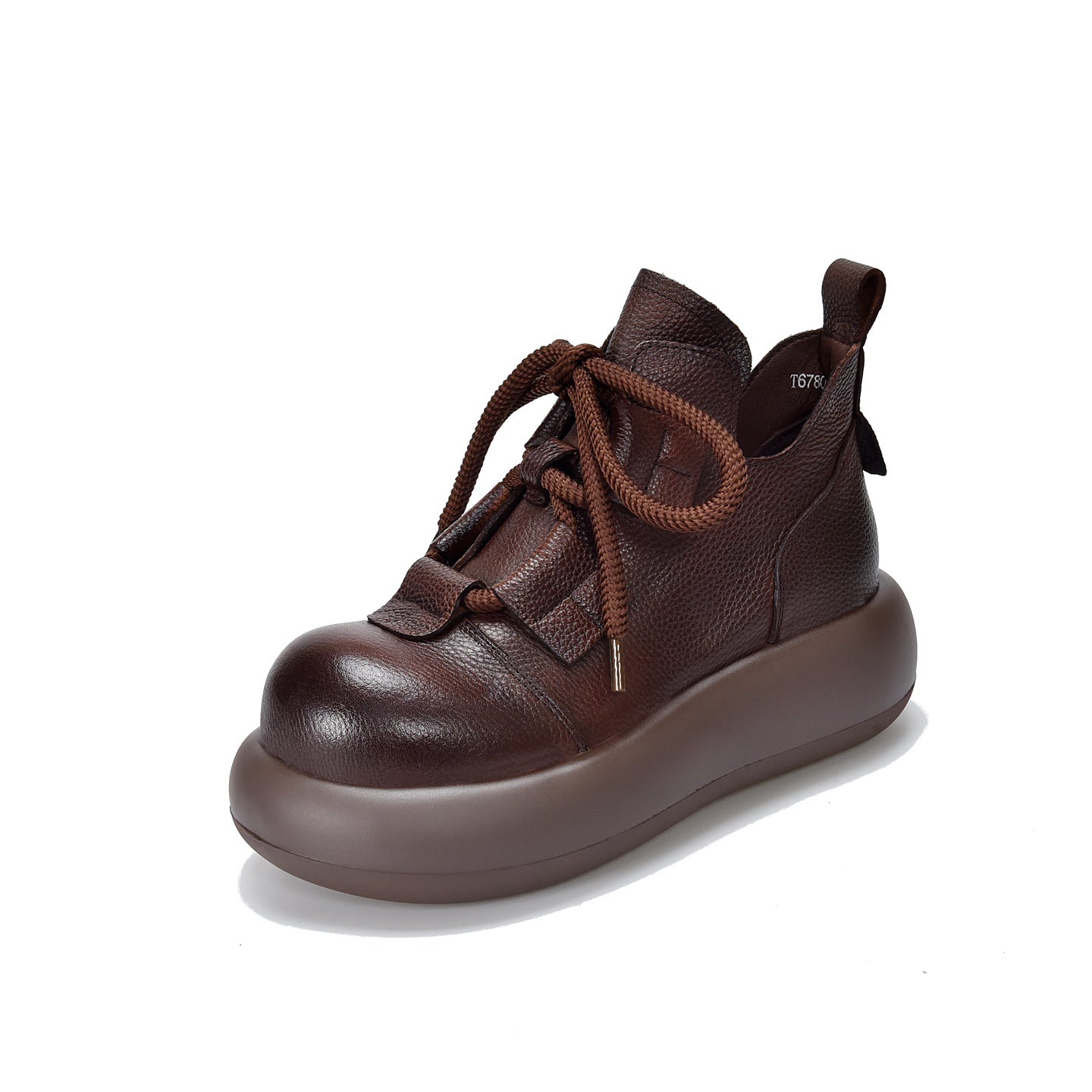 Women's Ankle Authentic First Layer Cowhide Platform Round Boots