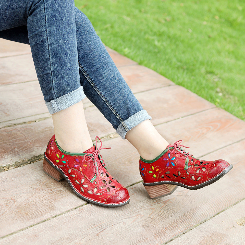 Spring Genuine Hand-rub Color Retro Contrast Casual Shoes