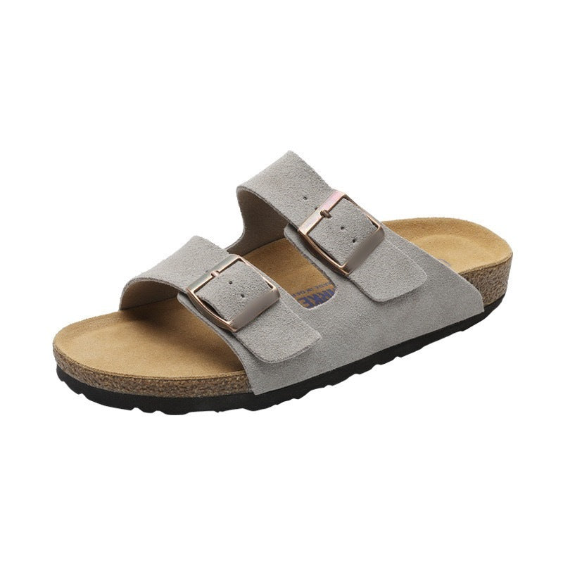 Women's & Men's Suede Soft Bottom Double Breasted Pure Sandals