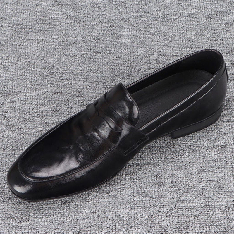 Men's One Pedal Black Genuine Fashion Soft Leather Shoes