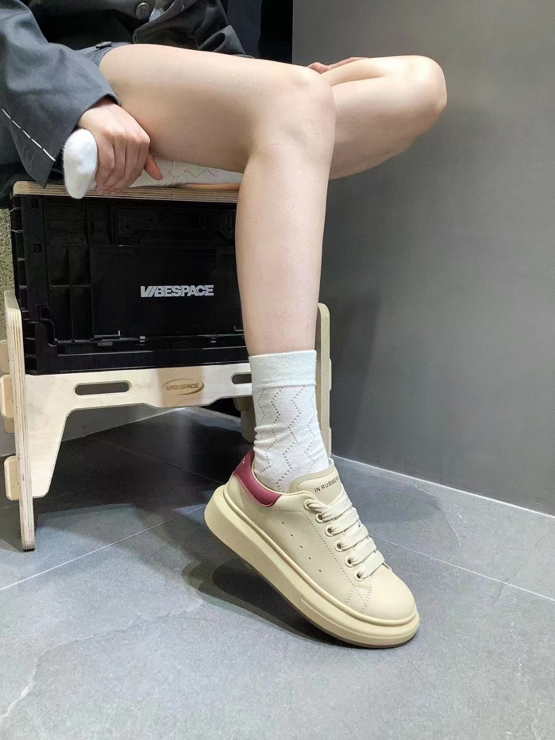 Women's Color Matching Fashionable Versatile Height Increasing Sneakers