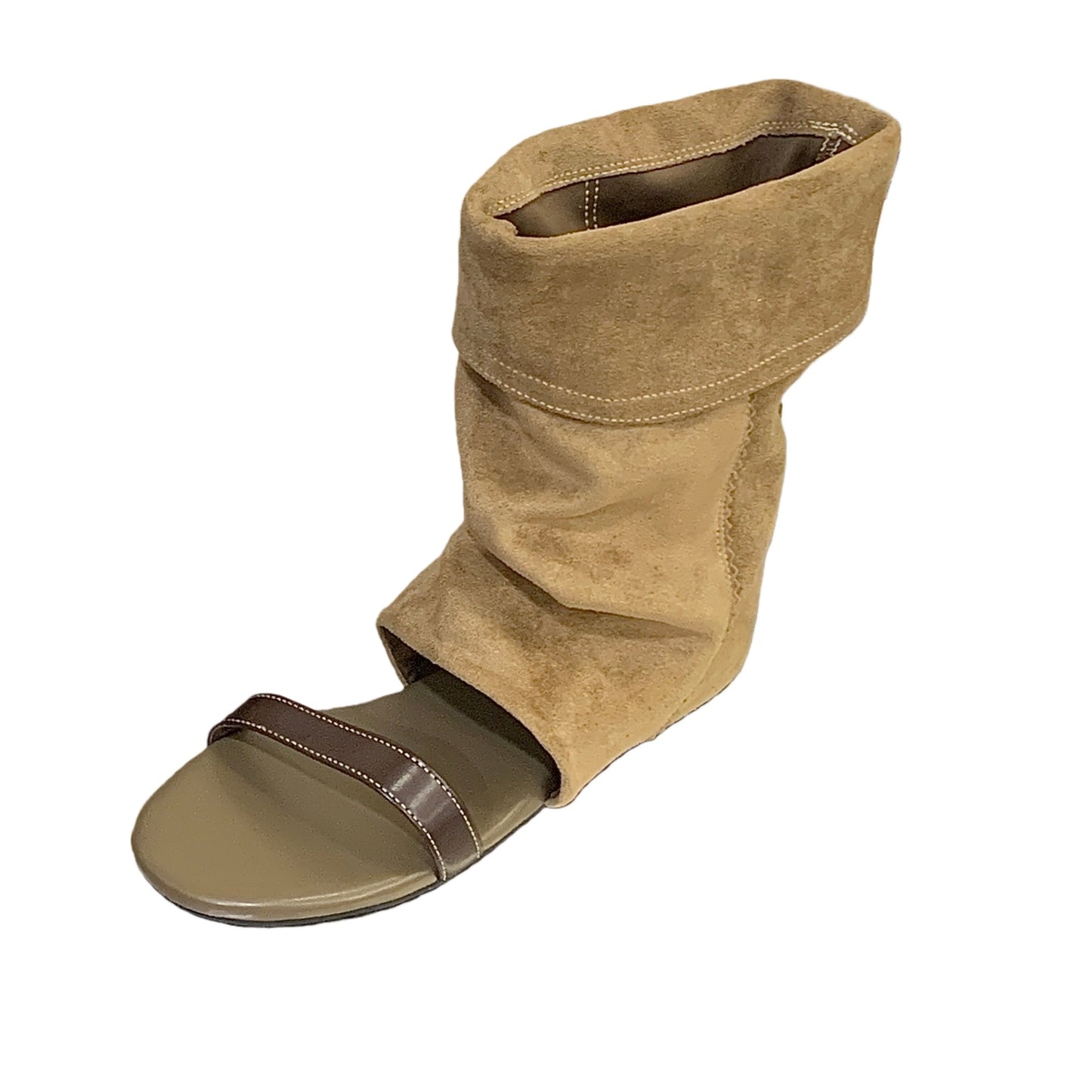 Women's Design Pile Style Summer Height Increasing Insole Open Women's Leather Boots