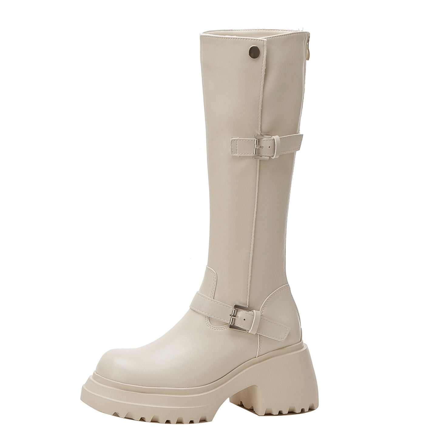 Thick Bottom Small High Leg Knight Stretch Women's Leather Boots