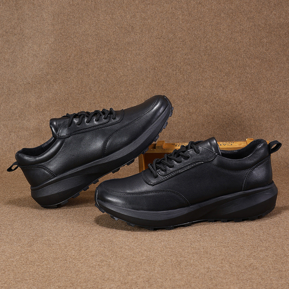 Popular Fashion Green Black Round Toe Leather Shoes