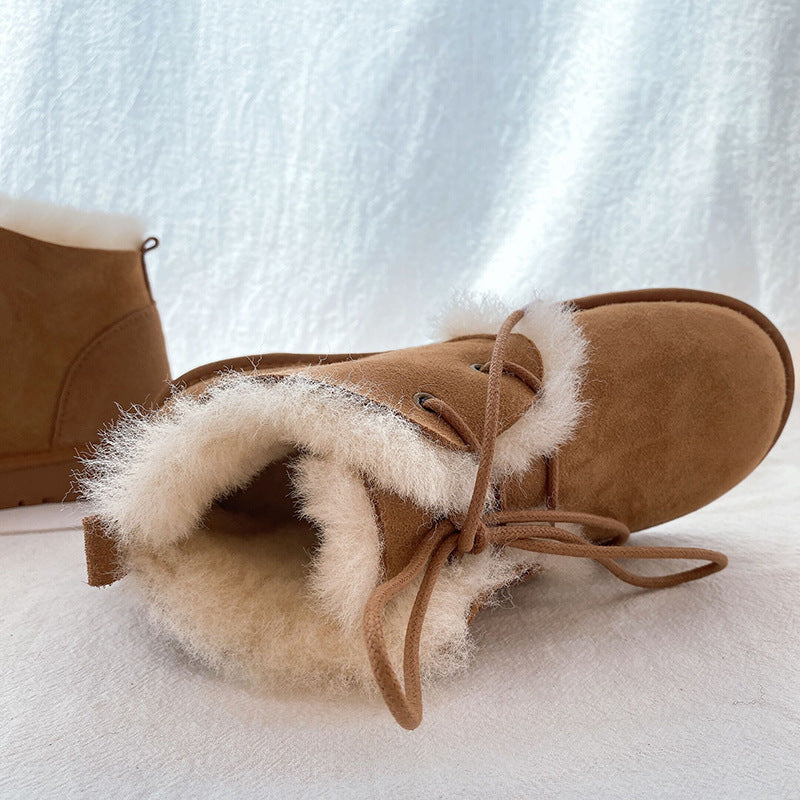 Women's Sheepskin Fur Winter Warm Short Snow Boots