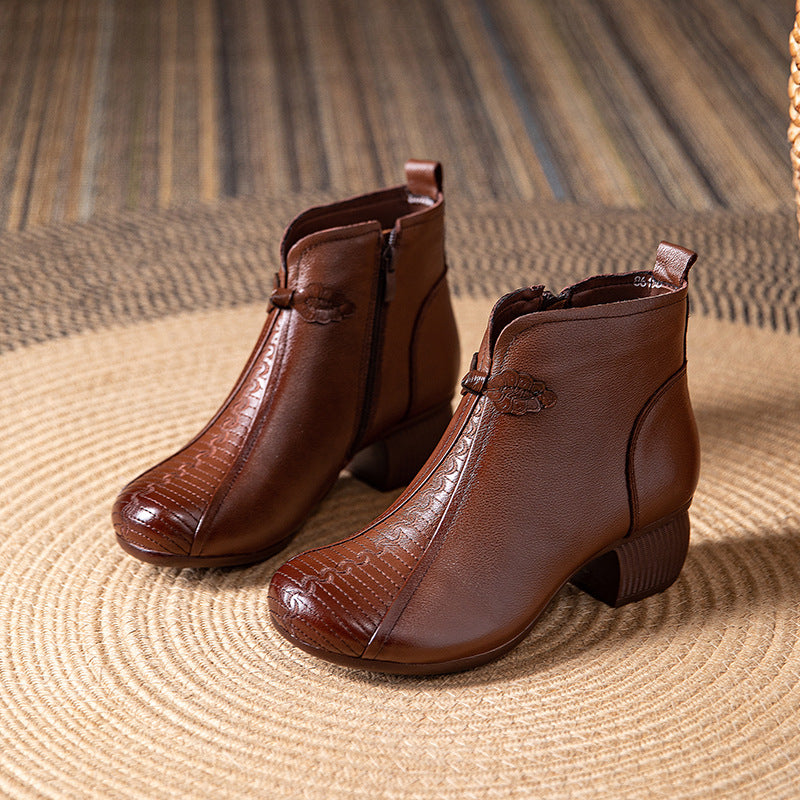 Women's Ankle Soft Bottom Mid Chunky Retro Boots
