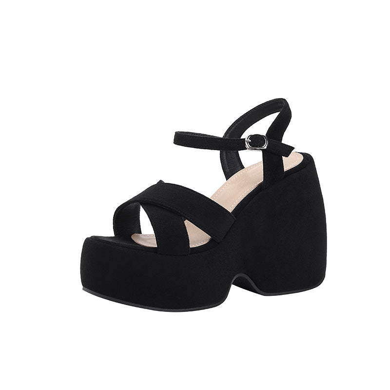 Women's Buckle Cm High Plus Size Fat Feet Sandals