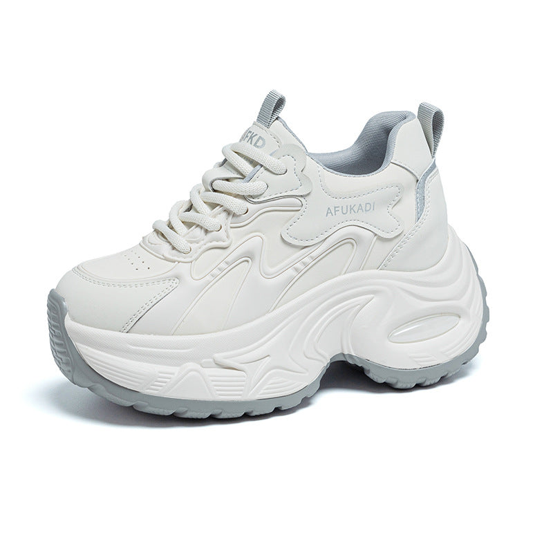 Women's Spring Korean Style Hidden Platform White Wedge Women's Casual Shoes