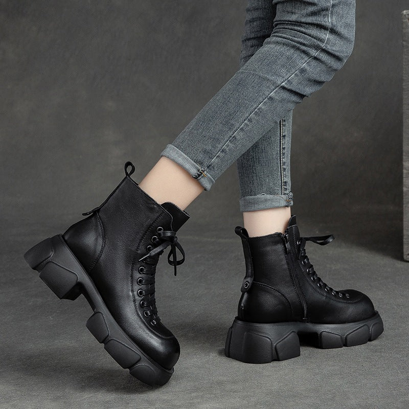 Women's & Men's Shu First Layer Cowhide Retro Style Men's Shoes
