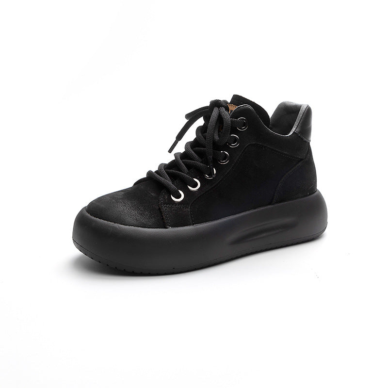 Women's First Layer Cowhide Platform Genuine With Casual Shoes