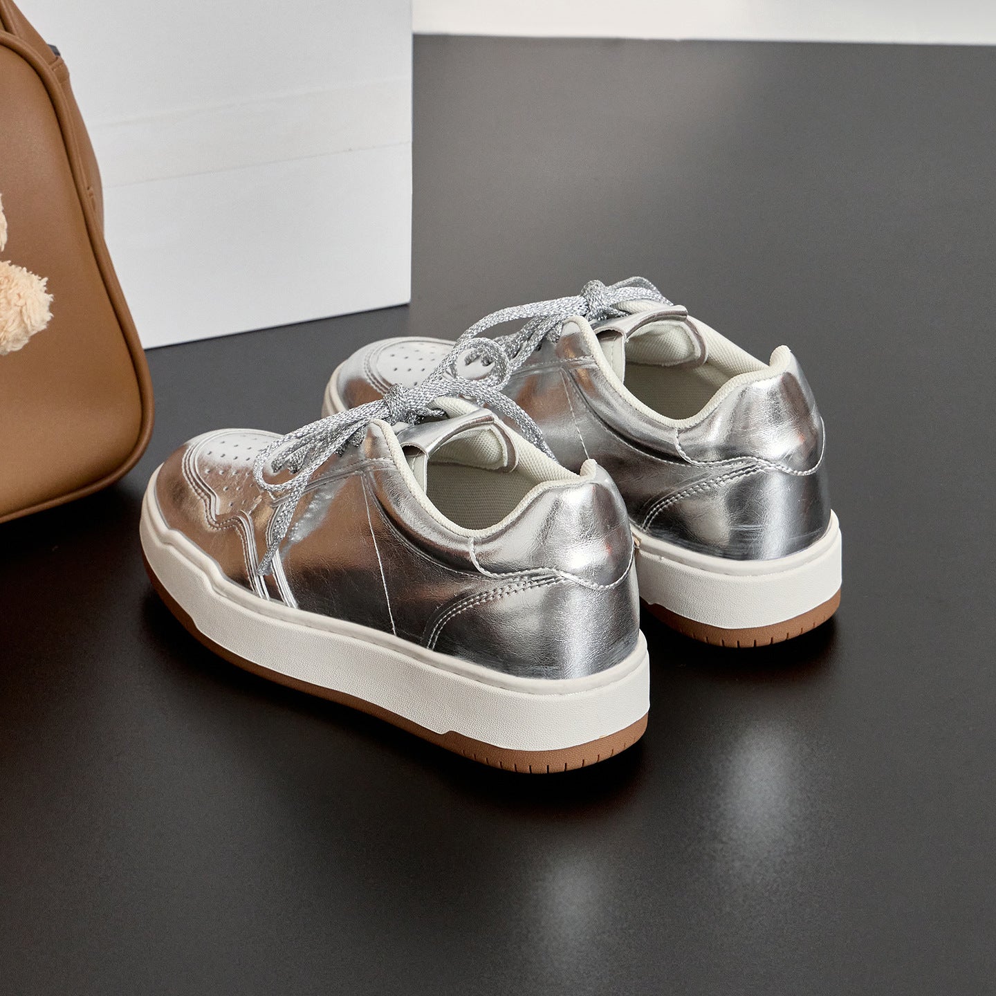 Women's Size Thick Bottom Hidden White Autumn Round Toe Sports Lace Women's Casual Shoes