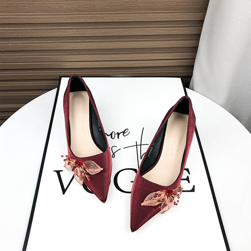 Women's Red Wedding High Chinese Toast Bridal Heels