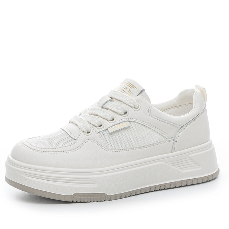 Women's Mesh White Summer Breathable Round Head Thick Bottom Fashionable Casual Shoes