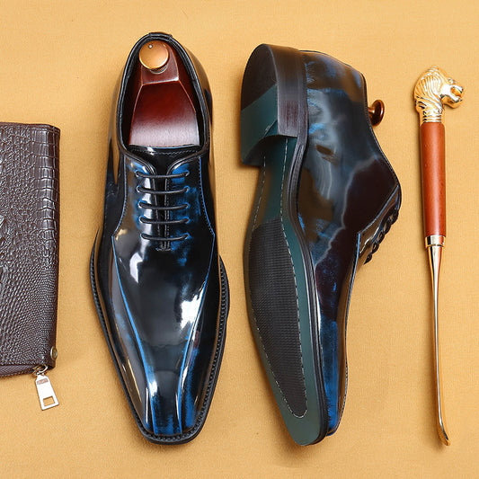 Men's Patent Glossy Business Formal Wear Oxford Leather Shoes