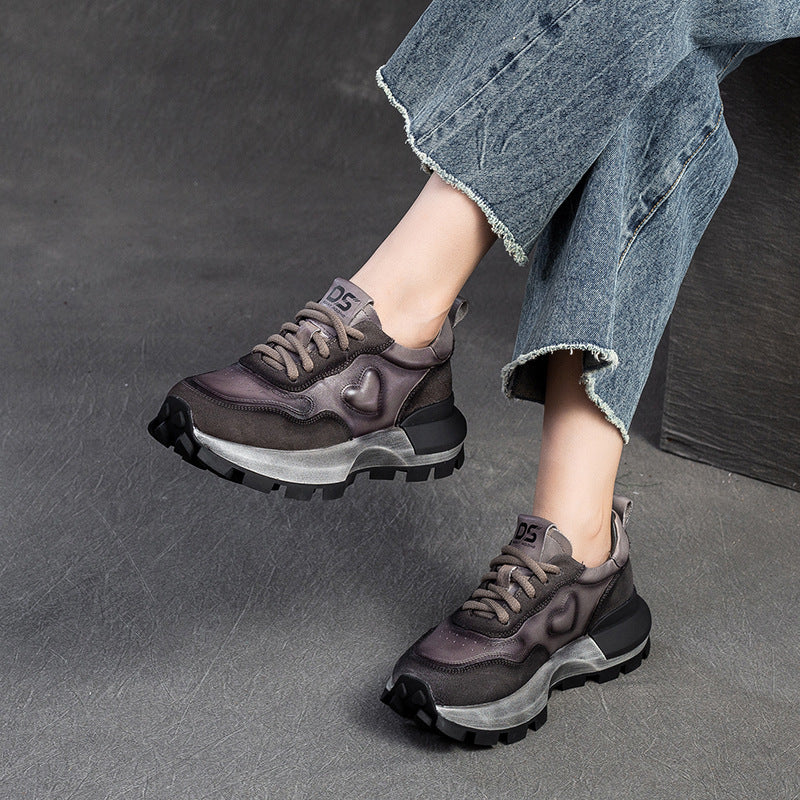 Women's Shu Retro Distressed Daddy Comfortable Pumps Casual Shoes