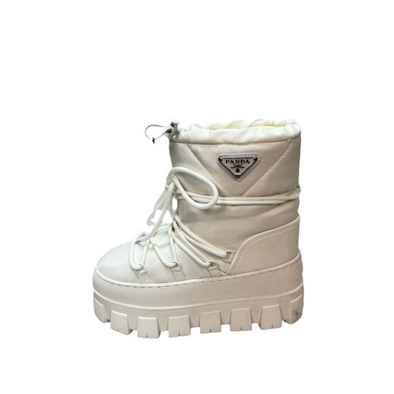 Women's Triangle Mark Thick Bottom Warm Keeping Short Winter Snow Boots