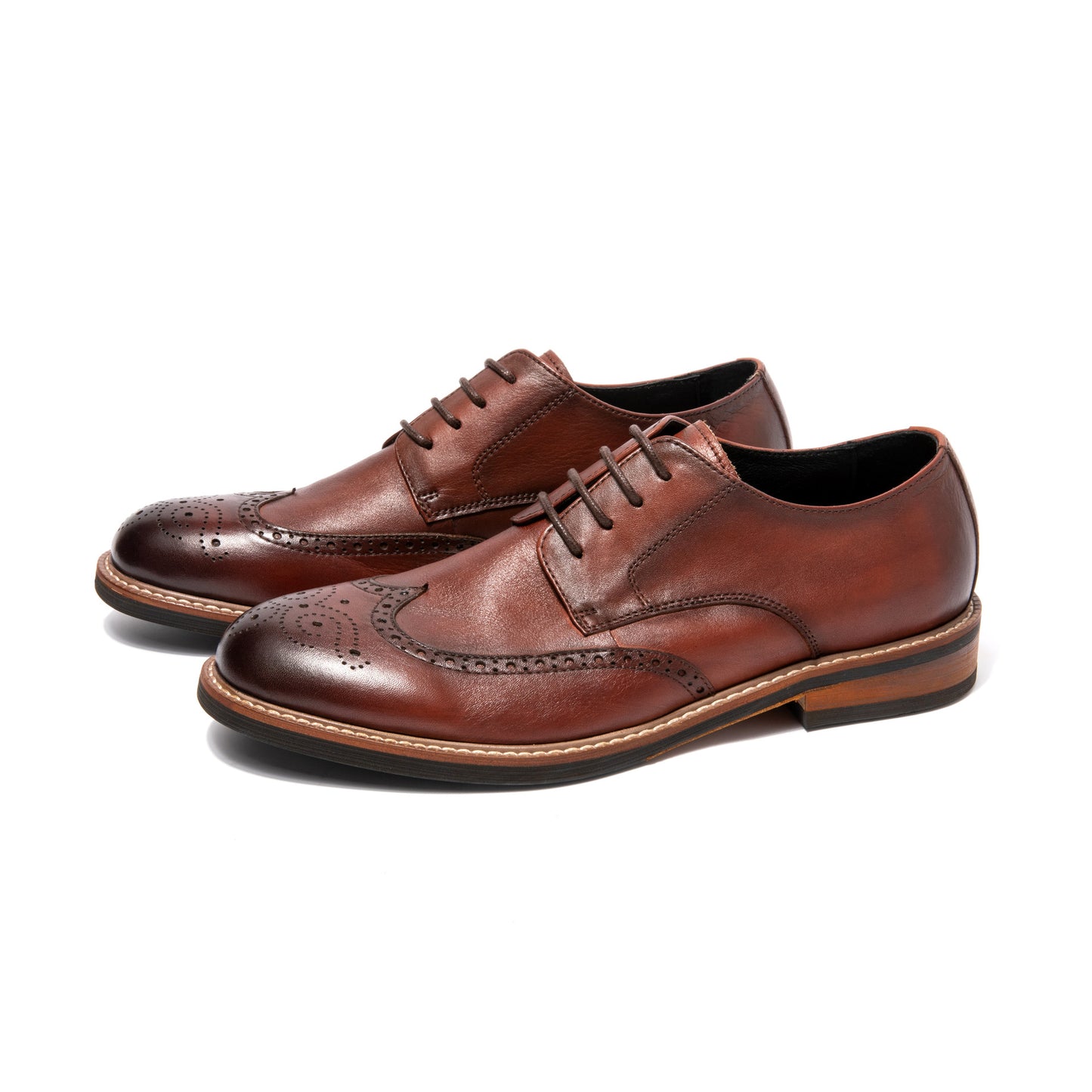Men's Polished Brogue Business Formal Genuine Leather Shoes