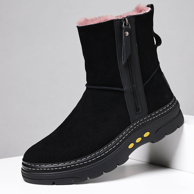 Men's Winter Wool Genuine Fleece-lined Warm Outdoor Northeast Cotton Snow Boots