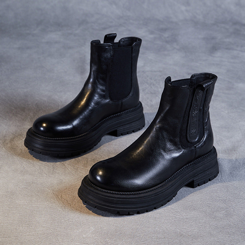 Women's Thick-soled Chelsea Smoke Pipe Single-layer Martin Boots