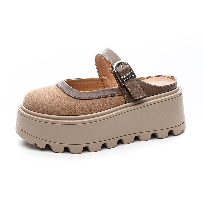 Women's Retro Closed Toe Half Autumn Platform Slippers